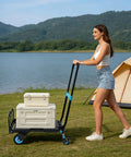 Two In One Folding Hand Truck Dolly Workhorse With Four Quiet TPR Wheels And 3 Level Adjustable Handle For Luggage Travel Office Moving Camping Outdoor Use Black Blue, camping gear loaded