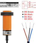 Capacitive Proximity Sensor Switch M30 1-20mm Detecting Range, 10-30V DC 200mA, NO NC, 4 Wire, 30mm Mount, 200cm Cable, Detects Dielectric Materials Built Tough For The Shop Floor shown with wire diagram and color-coded wiring.