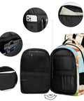 Smiling Sheep Wearing A Scarf Printed Unisex Backpack with open compartments and interior pockets, durable polyester