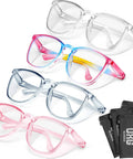 4 Pack Anti Fog Safety Glasses For Women Nurses, Scratch Resistant Protective Eyewear With Clear Polycarbonate Lenses and Microfiber Bags