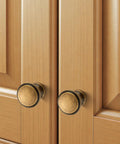 20 Pack Antique Brass Cabinet Knobs 1-1/4 Inch Round Drawer Handles with Fingerprint Resistant Swanky Finish for Kitchen Cabinets and Dressers Adding That Vintage Charm to Any Room Right Now on cabinet doors.