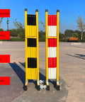 Game Changing Heavy Duty Retractable Traffic Barricade And Expandable Safety Fence For Crowd Control, yellow and red, telescoping design.