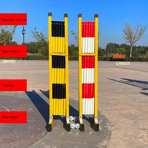 Game Changing Heavy Duty Retractable Traffic Barricade And Expandable Safety Fence For Crowd Control, yellow and red, telescoping design.