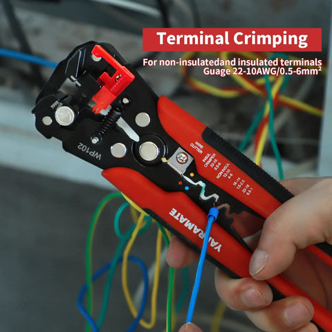 3 In 1 Auto Wire Stripping Tool With Self Adjusting Mechanism Crimping And Cutting For 10 To 24 AWG 8 Inch, crimping terminal