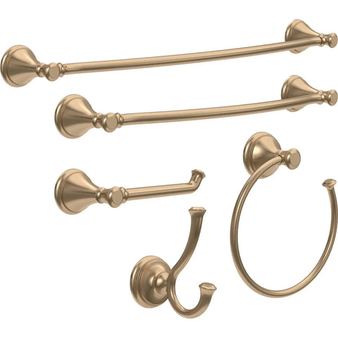 Champagne Bronze Single Post Toilet Paper Holder Wall Mount From Cassidy Collection with towel bar, ring, and hook