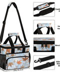 Insulated Picnic Backpack With Lunch Box for Women and Men, 12x8.7x10in, leaf pattern, adjustable strap, sturdy handle, metal zipper