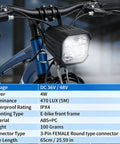 High Visibility E Bike Horn Front Light With 3 Pin Connector And Built In Horn on e-bike handlebar