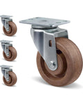 CWfutureparts 4-inch hi-temp glass-filled nylon swivel caster wheels with mounting plate, brown wheels, 4-pack