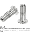 M6 Multi Grip Rivet Nuts 10 Pack With Nuts Included Pro Grade Built Tough Pre Bulbed Shank Flat Head Threaded Insert Nut 304