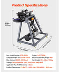 Commercial Grade Portable Electric Pipe Bender Powered By A Snappy 750W Motor and Three Heavy Duty Dies with specifications.