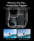 Effectiveness of anti-fog sheets in waterproof protective case for DJI Osmo Nano Xtra Atto, showcasing clear footage underwater.
