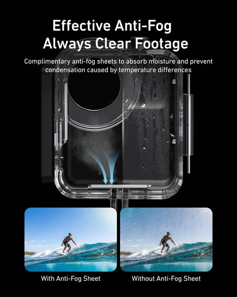Effectiveness of anti-fog sheets in waterproof protective case for DJI Osmo Nano Xtra Atto, showcasing clear footage underwater.