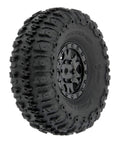 Trencher Front And Rear 1 To 24 Scale RC Tire Set With 2.25 Inch Tall Bead-Loc Black Impulse 4 Wheels, close-up view