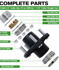 Exploded view of Trailer Hub Kit For 5 On 4.5 Inch Axles, 2000 Pound Capacity with pre-greased bearings and components