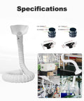 Heavy Duty Flexible Fume Extraction Arm With Articulated Exhaust Hose And Bombproof Smoke Exhaust Pipe for Workshop Air Filtration, showcasing specifications and installation.