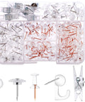 235 Piece Push Pin And Thumb Tack Assortment Kit With Clear Clips Rose Gold Hooks And Map Markers for various pin types and sizes.