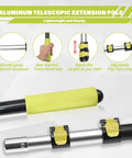 Extendable Attic Pull Down System Kit With 40 Inch Telescoping Rod Heavy Duty Stainless Steel Pull Ring And Storage Hook Upgraded Three Section Pole No Rope Mess Space Saving And A Cleaner Attic Look Easy Install showing telescopic extension and grips.