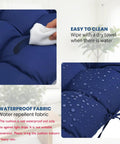 Close-up of Egg Chair Cushion Replacement For Outdoor Hanging Chairs 47x35x7 Inches Blue Ultra Cozy Thick 6 Inch Cushion with water repel demo.