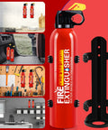 8 Pack Fire Extinguisher Spray Stop Fires Dead Class A B C K Compact Portable Rescue For Cars Trucks RV Boats Campers Marinas And Homes With Wall Mount For Kitchen Garage Ultimate Grit Shield displayed in various settings with wall mounts.