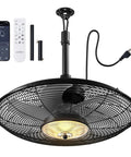 Outdoor Ceiling Fan With Light For Patios And Pergolas, 20-Inch IP65 Waterproof Gazebo Fan With Remote And App Control, displayed with accessories