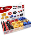70-Piece RC Connector Kit With T Plug XT60 XT90 EC3 EC5 Male And Female Adapters, 14 AWG Silicone Wire And Heat Shrink Tubing