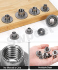 Heavy Gauge Carbon Steel Tee Nut Assortment Kit Including 85 Pieces In Five Core M4 Through M10 Threads displayed on wood surface.