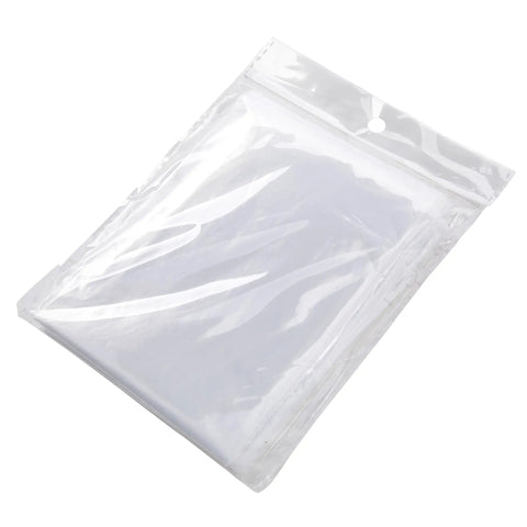 One Size Clear Hooded Disposable Rain Ponchos For Adults Bulk Pack in clear packaging