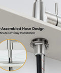 Smooth Operator Brushed Nickel Kitchen Faucet With Pull Down Sprayer Providing Three Versatile Flow Settings And A Flexible Swivel Spout For No Sweat Cleaning - pre-assembled hose design for easy installation.