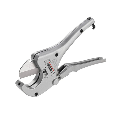 Aluminum Ratchet Action Pipe And Tubing Cutter For Plastic PVC CPVC PP PEX PE And Rubber Hose 1/8 To 1-5/8 Inch With Replaceable X-CEL Quick Change Blade Burr Free Cut And Ergonomic Grips