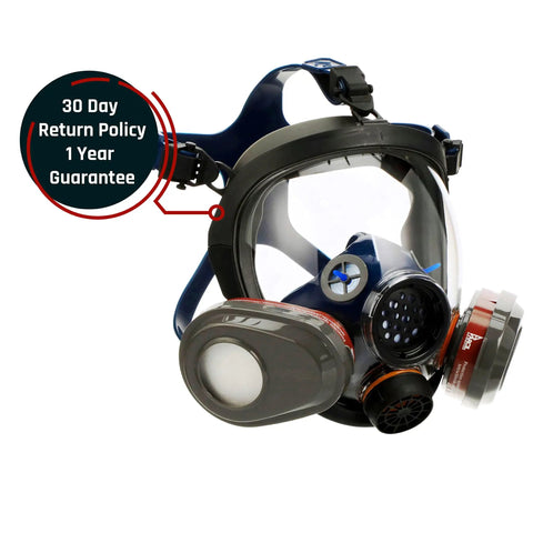 Full Face Organic Vapor And Particulate Respirator With Dual P-A-3 Carbon Activated Cartridges, Eye Protection Mask, Pro-Grade Safety Gear.