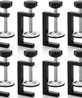 8 Piece Metal C Clamps Set 2 Inch Heavy Duty G Clamps For Woodworking And DIY Projects Sturdy Steel Construction Ideal For Fastening Gluing And Crafting, 8 black steel C clamps