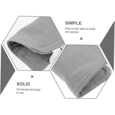 Two Pack Door Silencers For Noise Reduction And Quiet Door Closer Cushion Easy Install Gray Safe For Nurseries Rooms And Offices That Reduces Door Slams And Prevents Accidental Locking; close-up view of gray cushions with text 'Simple' and 'Solid'