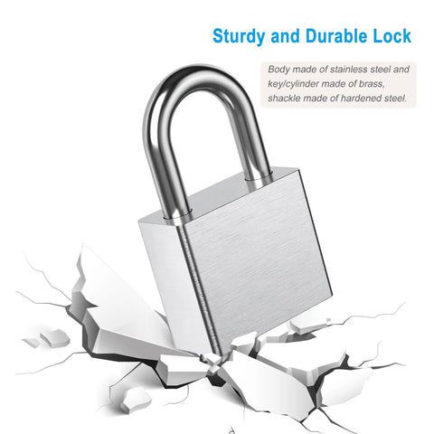Tough As Nails Stainless Steel Padlock With High Security Cylinder And Hardened Shackle, Packed With Three Premium Brass Keys