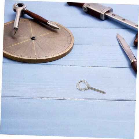 M10x60 Stainless Steel Eyebolts With Nuts And Flat Spring Washers, Weather Resistant And Anti Loosening Design For Outdoor And Indoor Use, Built To Last Heavy Duty Anchor Eyebolts For Household Projects And Sensitive Devices, stainless steel eye bolt on blue surface