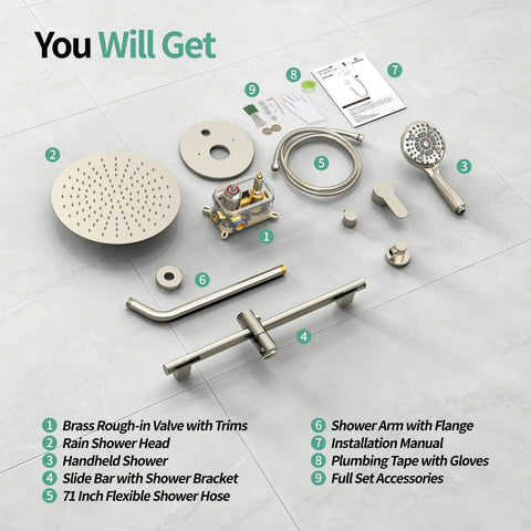 Start Your House Refresh With This Rock Solid Dual Function Wall Mount Shower Faucet Set Featuring A Seamless 12 Inch Slide Bar And Classic Brushed Nickel Look For A Totally Fresh Bathroom Vibe