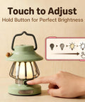 Kids Adventure Light Set With USB C Rechargeable Lantern being adjusted for brightness with touch button