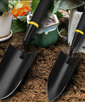 Heavy Duty Garden Hand Trowel Set With Carbon Steel Blades And Rubber Grips 2 Pack For Digging and Planting in soil