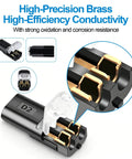 Close-up of 90 Pack 2 Pin Snap Wire Connectors With Heavy Duty Locking Clips, showcasing brass connectors for electrical projects.