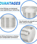 304 Stainless Steel Heavy Duty Outer Hex Head Socket Pipe Plug Fitting One Eighth Inch NPT Male Thread Adapter Advantages