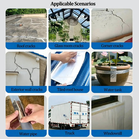 Image showing scenarios for Rock Solid Self Adhesive Roofing Felt Roll Legit Waterproof Membrane Butyl Rubber Flashing Tape for RV Repair.