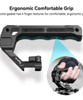 Lightweight NATO Top Handle For DSLR Camera Cages With Quick Release showing ergonomic silicone grip and cold shoe adapters