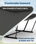Double Outdoor Hammock With Stand For Patio Backyard And Beach, Heavy Duty Steel Frame, Portable Foldable Design, Stable Balance Rope