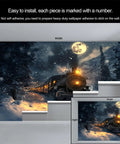 Epic Steam Locomotive Wall Mural 3D Train Wallpaper For Living Room And Bedroom Oversized 177.16 By 120 Inches High Density Silk Cloth Durable Indoor Decor Realistic Vintage Locomotive Vibe