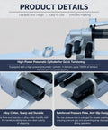 Heavy Duty Handheld Pneumatic Strapping Machine For 19 To 50 Mm Steel Bands showing high-power pneumatic cylinder and alloy cutter.