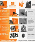 Comparison image of Top Notch Portable Electric Hydraulic Hose Crimper Machine With Limit Switch And Updated Housing versus others.