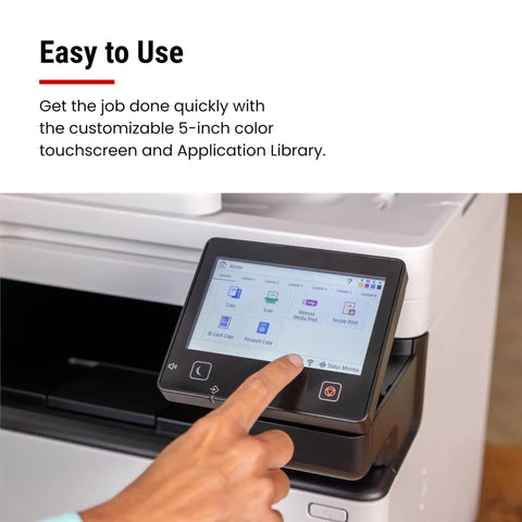 Person using touchscreen on Color Wireless Duplex Printer All In One With Scanner Copy Fax Four In One 35 PPM