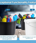 Two Pack Car Detailing Bucket Organizer Set With 10.2 x 7.8 x 5.5 Inch Buckets Caddy filled with wash accessories hanging on a white bucket