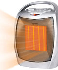 Ceramic Space Heater Heats Up Fast For Up To 200 Sq Ft With 1500W And 750W Settings, Portable Electric Heater, Sleek Silver