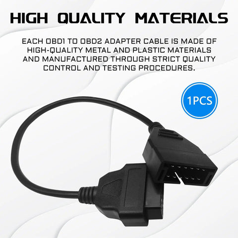 OBD1 To OBD2 GM Adapter Cable, 12 Pins To 16 Pins Extension For GM Vehicles, displayed in black with high-quality materials note