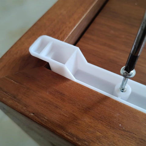 False Front Connector And Cabinet Clips Set For Four And A Half Inch Opening Drawers ABS installation view